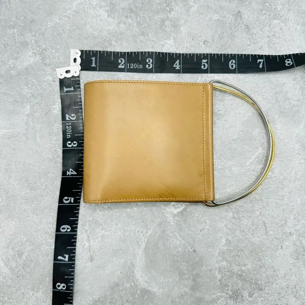 CARTIER Leather Tan BiFold Dual Mix Metal Handles Men’s Wallet